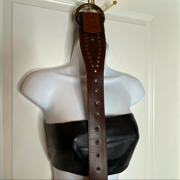 Brown Leather Wide Waist Belt - Picture 8 of 8